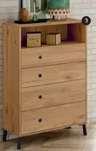 Cómoda 4 Cajones + 1 Hueco + Patas