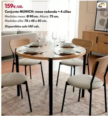Conjunto MUNICH: Mesa Redonda + 4 Sillas