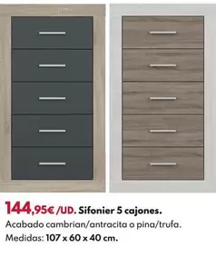 Sifonier Sara 5 Cajones 107x60x40cm - Pina/Trufa