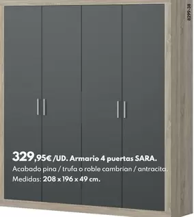 Armario Sara 208x196x49cm - Pina/Trufa