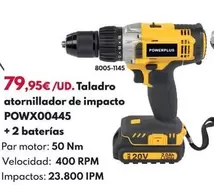 Power Plus - Taladro Atornillador De Impacto POWX00445 +2 Baterías