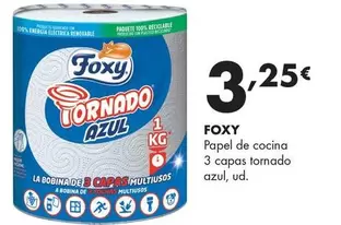 Foxy - Papel De Cocina 3 Capas Tornado Azul