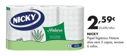 Nicky - Papel Higiénico Nature Aloe Vera 3 Capas