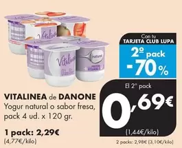 Danone - Vitalinea Yogur Natural O Sabor Fresa