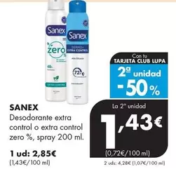 Sanex - Desodorante Extra Control O Extra Control Zero %, Spray