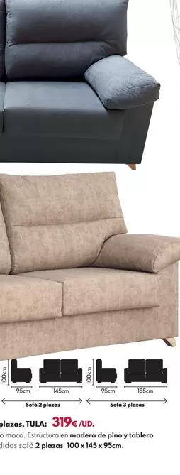 Sofá Tula 3 Plazas 100x185x95cm - Marengo