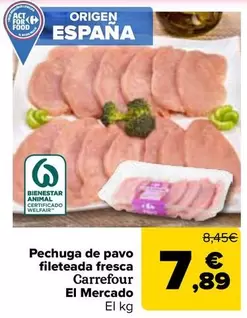 Carrefour El Mercado - Pechuga De Pavo Fileteada Fresca
