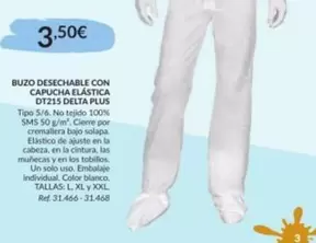 Delta Plus - Buzo Desechable Con Capucha Elástica DT215