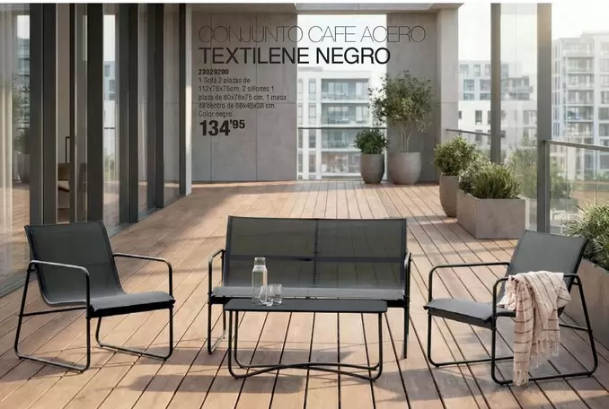 Conjunto Cafe Acero Textilene Negro