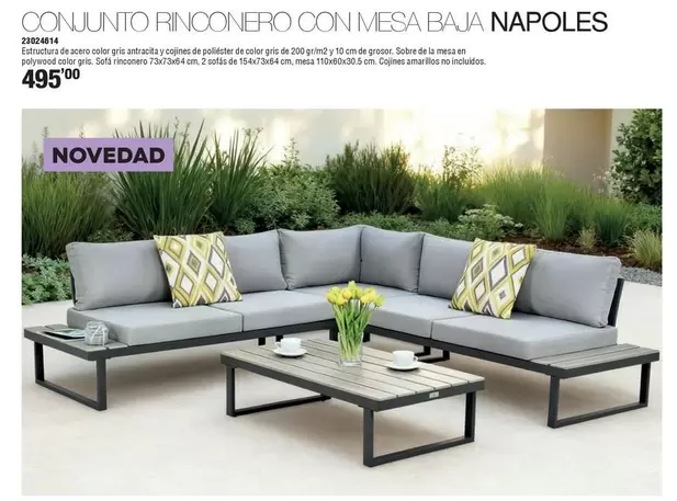 antracita - Conjunto Rinonero Con Mesa Baja Napoles