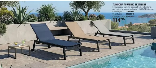 antracita - Tumbona Aluminio Textile