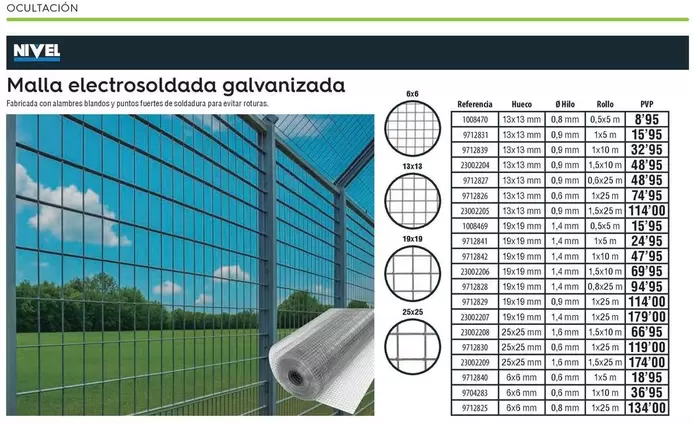 Nivel - Malla Electrosoldata Galvanizada