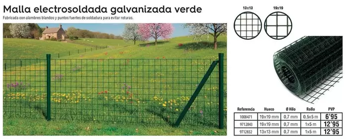 Malla Electrosoldada Galvanizada Verde