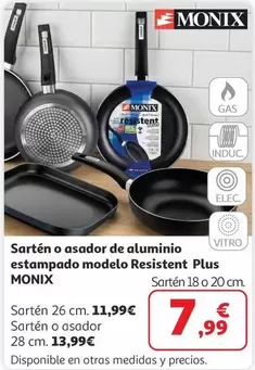 Monix - Sartén O Asador De Aluminio Estampado Modelo Resistent Plus