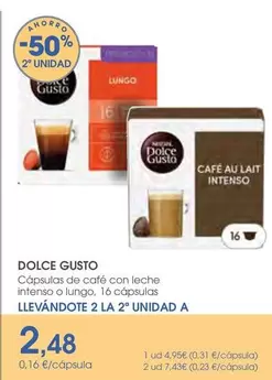 Dolce Gusto - Capsulas De Cafe Con Leche Intenso O Lungo