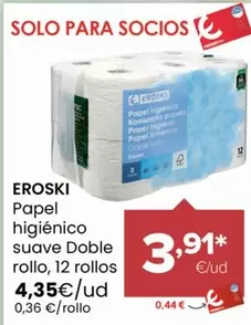 Eroski - Papel Higiénico Suave Doble Rollo