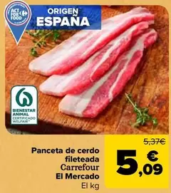 Carrefour El Mercado - Panceta De Cerdo Fileteada