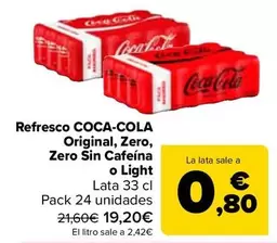 Coca-Cola - Refresco Original, Zero, Zero Sin Cafeina O Light