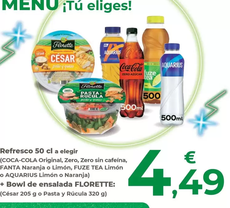Coca-Cola/Fanta/Fuze Tea/Aquarius - Refresco A Elegir (Original, Zero, Zero Sin Cafeína, Naranja O Limón, Limón O Limón O Naranja)