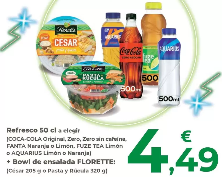Coca-Cola/Fanta/Fuze Tea/Aquarius - Refresco A Elegir (Original, Zero, Zero Sin Cafeína, Naranja O Limón, Limón O Limón O Naranja)