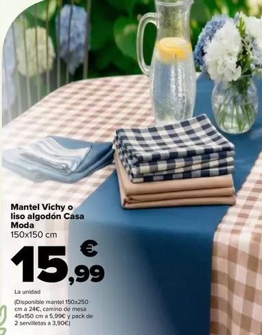 Mantel Vichy O Liso Algodon Casa Moda