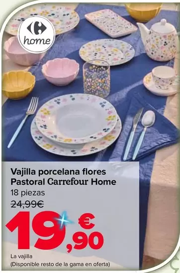 Carrefour Home - Vajilla Porcelana Flores Pastoral