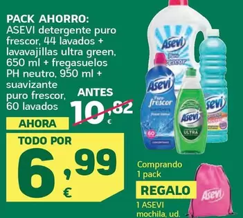 Asevi - Detergente Puro Frescor + Lavavajillas Ultra Green +nFregasuelos Ph Neutro