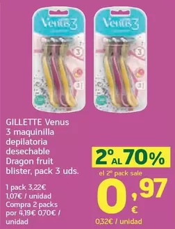 Gillette - Venus 3 Maquinilla Depilatoria Desechable Dragon Fruit Blister