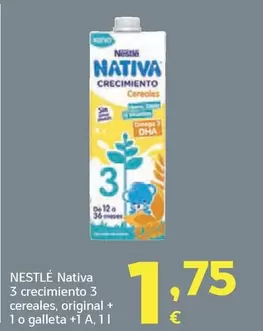 Nestlé - Nativa 3 Crecimiento 3 Cereales, Original + 1 O Galleta