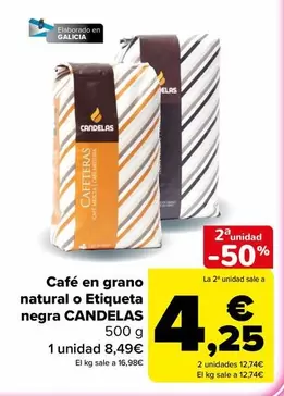 Candelas - Cafe En Grano Natural O Etiqueta Negra