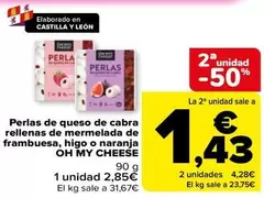 Oh My Cheese - Perlas De Queso De Cabra Rellenas De Mermelada De Frambuesa