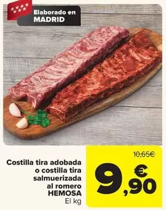 Hemosa - Costilla Tira Adobada O Costilla Tira Salmuerizada Al Romero