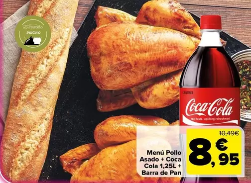 Menú Pollo Asado + Coca Cola + Barra De Pan