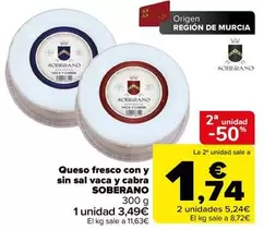 Soberano - Queso Fresco Con Y Sin Sal Vaca Y Cabra