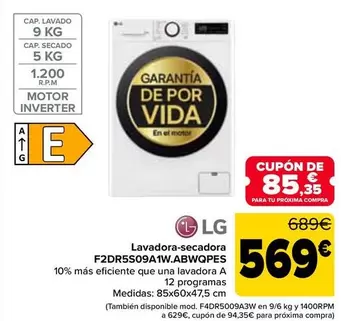 LG - Lavadora-Secadora  F2DR5S09A1W.ABWQPES