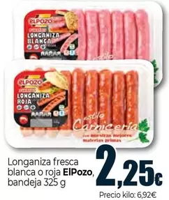 Elpozo - Longaniza Fresca Blanca O Roja Bandeja