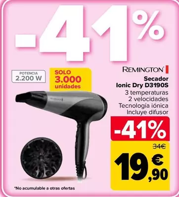 Remington - Secador Ionic Dry D3190S