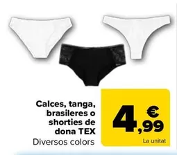 TEX - Braga, Tanga, Brasileña O Shorty Mujer