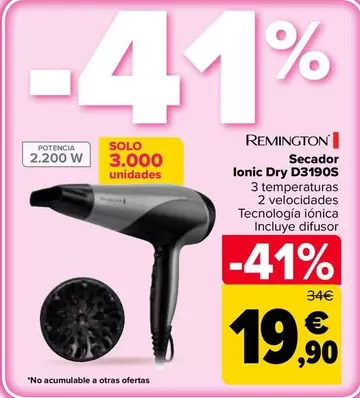 Remington - Secador Lonic Dry D3190S