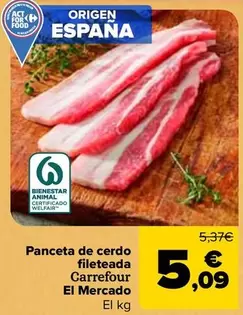 Carrefour El Mercado - Panceta De Cerdo Fileteada