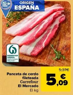 Carrefour El Mercado - Panceta De Cerdo Fileteada
