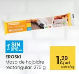 Eroski - Masa De Hojaldre Rectangular, 275 G