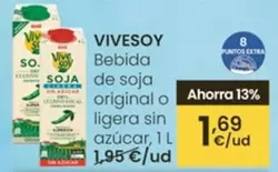 ViveSoy - Bebida De Soja Original O Ligera Sin Azucar