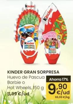 Kinder - Kinder Gran Sorpresa Huevo De Pascua Barbie O Hot Wheels, 150 G