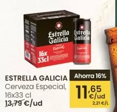 Estrella Galicia - Cerveza Especial, 16 X 33 Cl