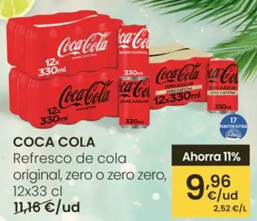 Coca-Cola - Refresco De Cola Original, Zero O Zero Zero