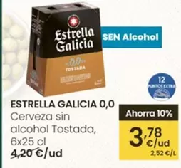 Estrella Galicia - 0.0 Cerveza Sin Alcohol Tostada, 6 X 25 Cl
