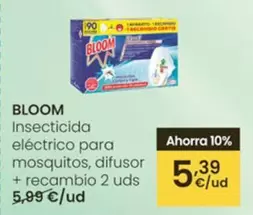 Bloom - Insecticida Eléctrico Para Mosquitos, Difusor + Recambio