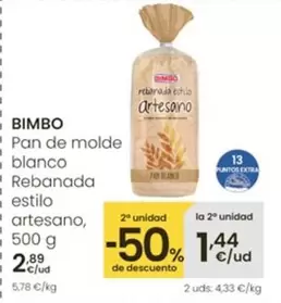 Bimbo - Pan De Molde Blanco Rebanada Estilo Artesano