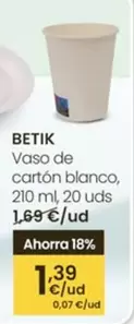 Betik - Vaso De Carton Blanco